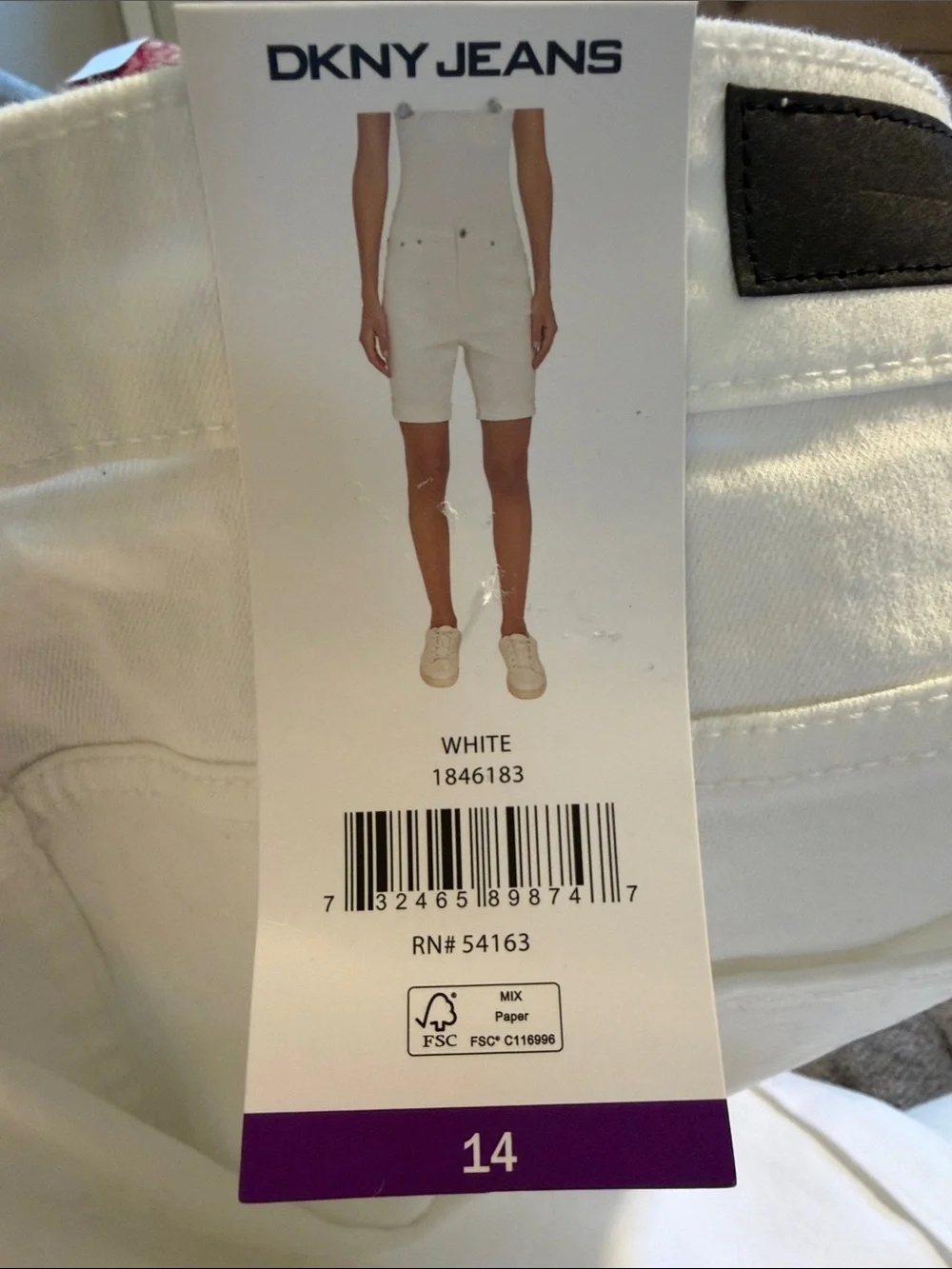 NWT DKNY White High Rise Stretch Denim Fixed Cuff Jean Shorts size 14